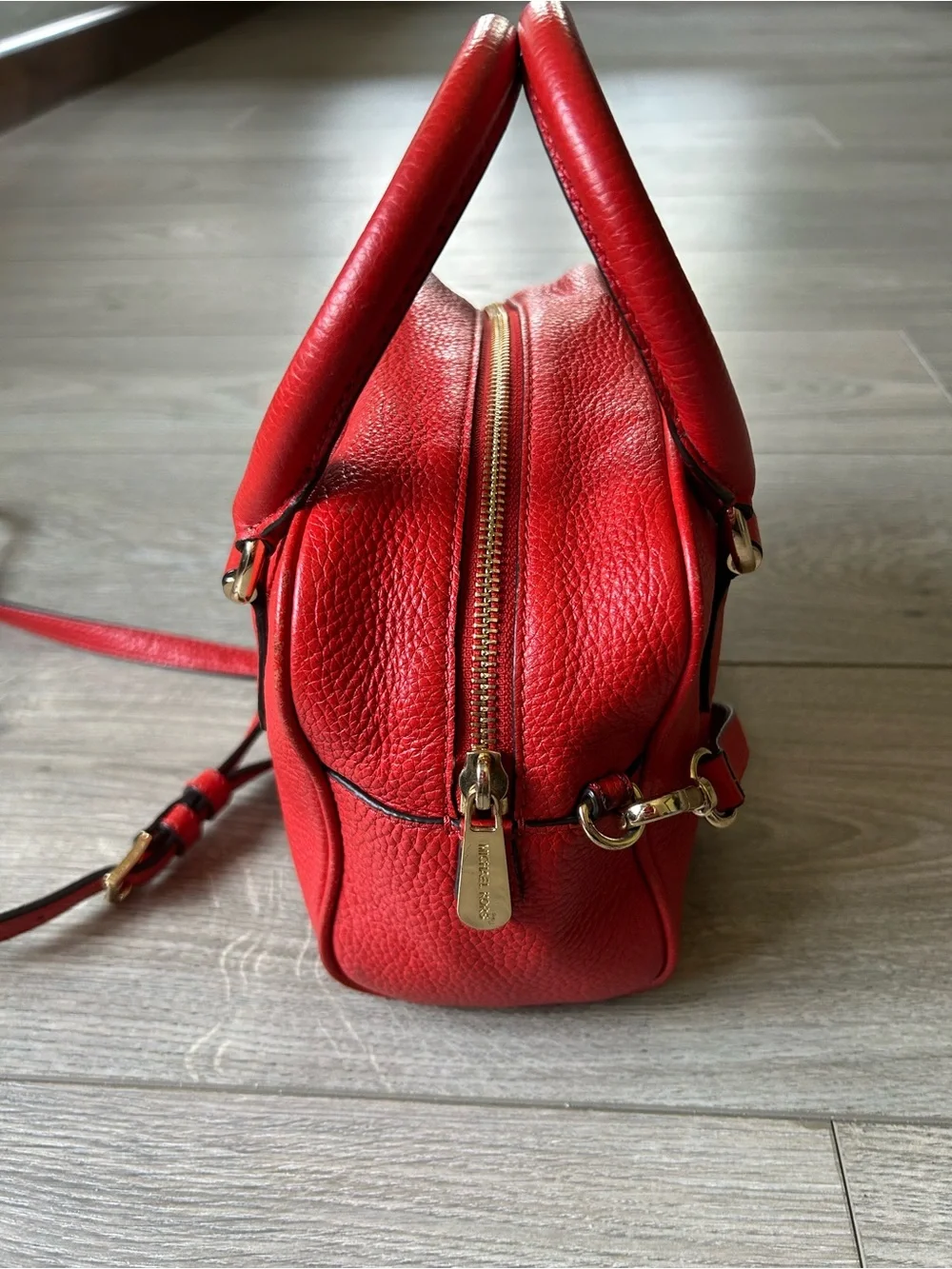 Michael Kors Red Leather Bedford Satchel